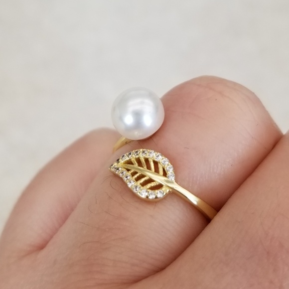 18k Over Sterling 10mm Freshwater Pearl Ring - Picture 8 of 8